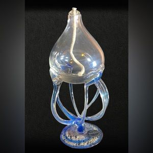 Jozefina Krosno blown glass octopus oil lamp vintage